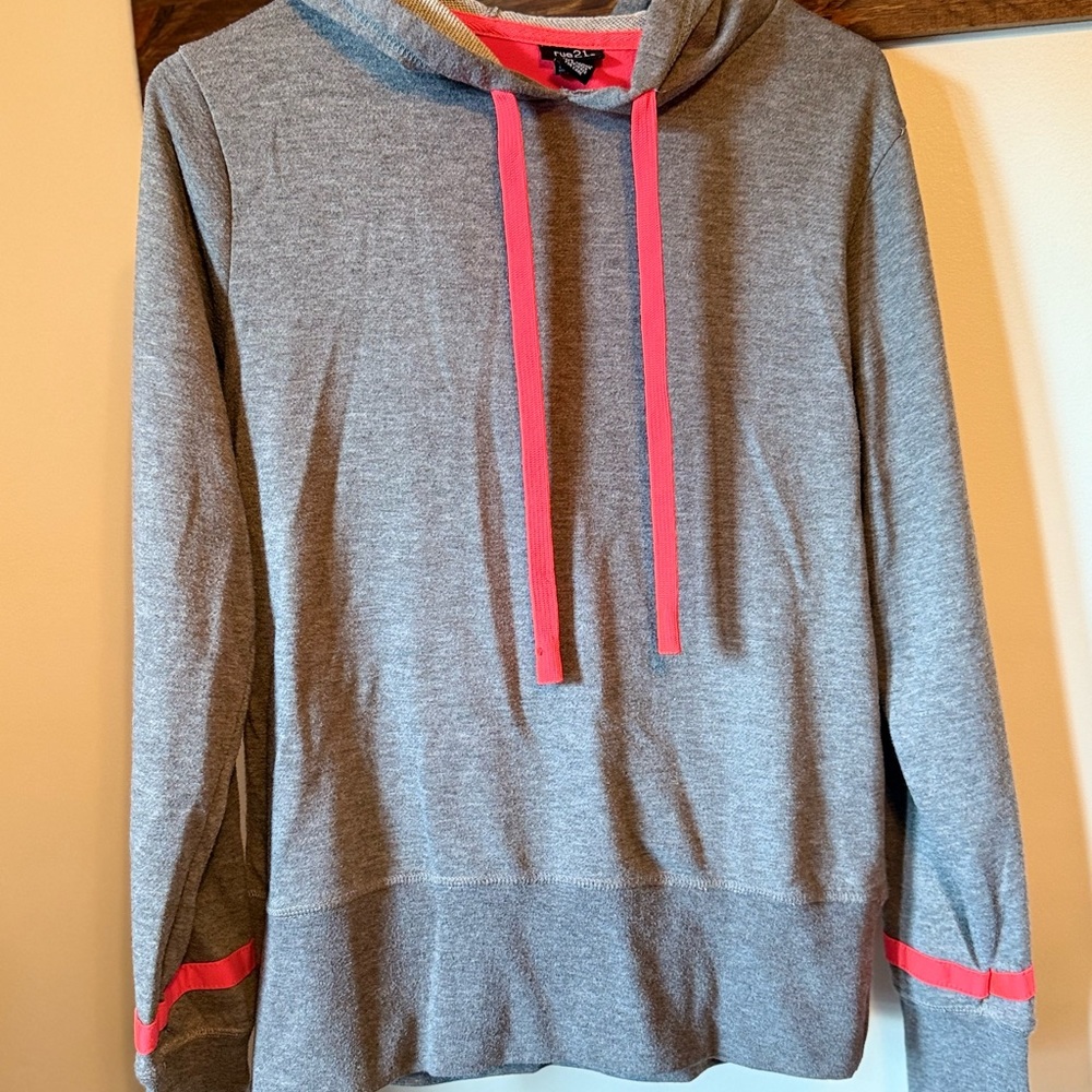 Rue21 Gray and Pink Hoodie Sweater